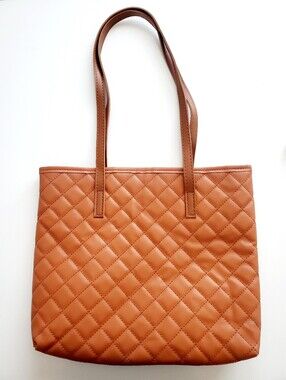 Mini Tan Quilted Tote Bag